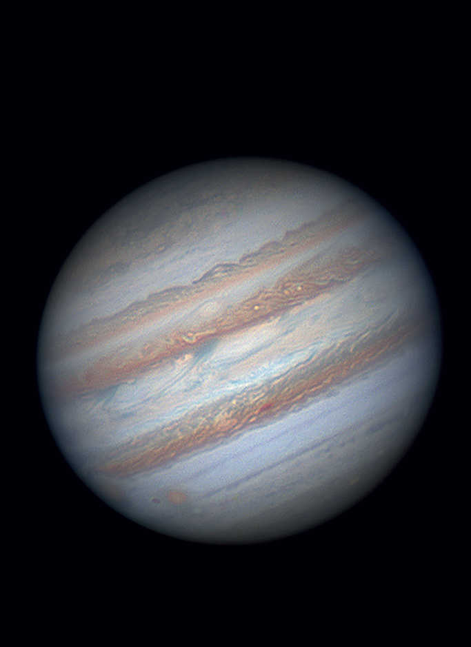 Aufnahme des Planeten Jupiter. Aufgenommen
in den französischen Alpen, deutlich
sind die Wolkenbänder des Planeten zu sehen.
Mario Weigand
