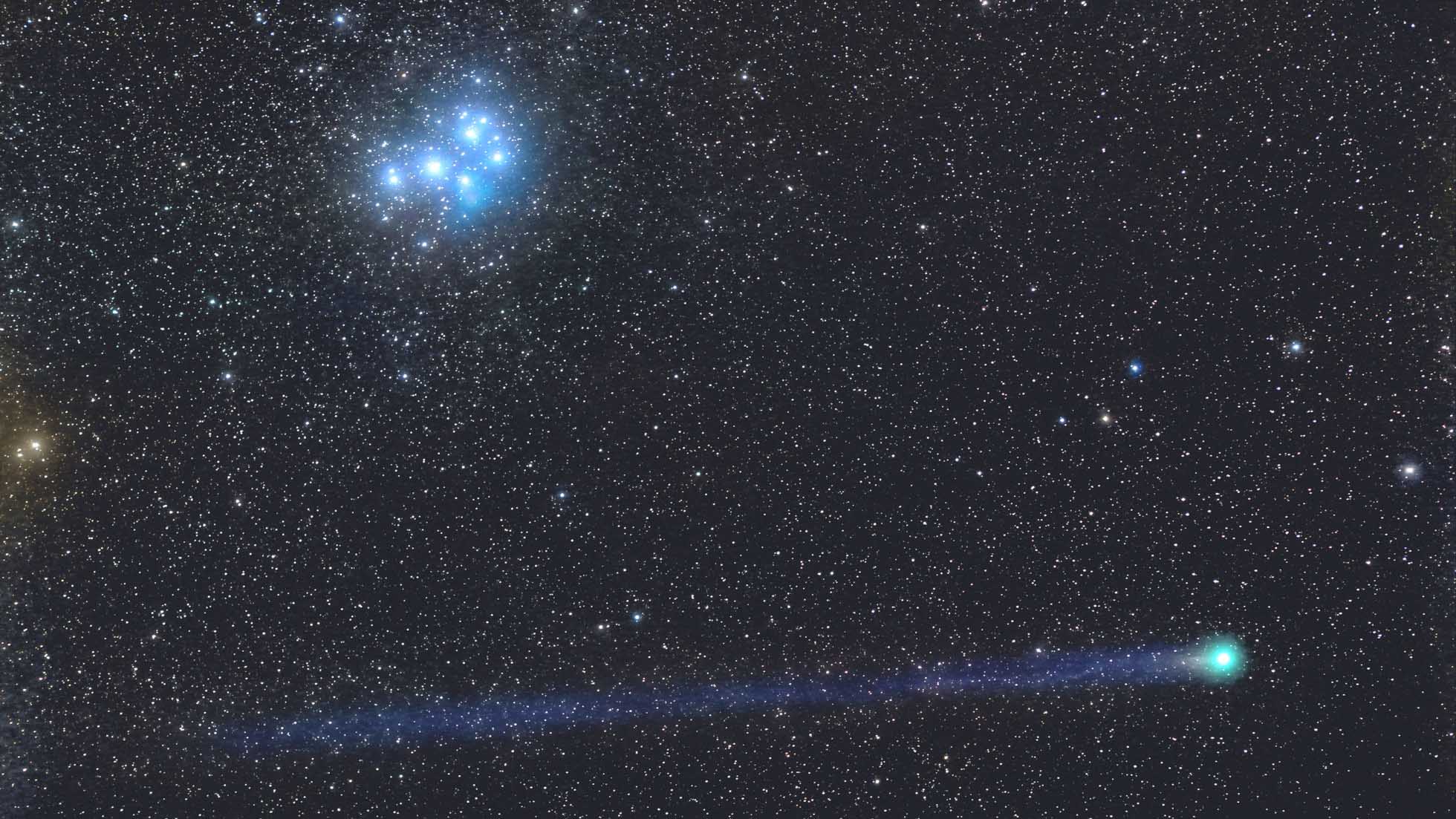 Comet Lovejoy visits Pleiades. Photo: Cristian Fattinanzi