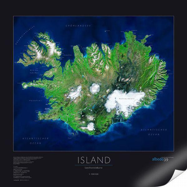 Carte géographique albedo 39 Islande