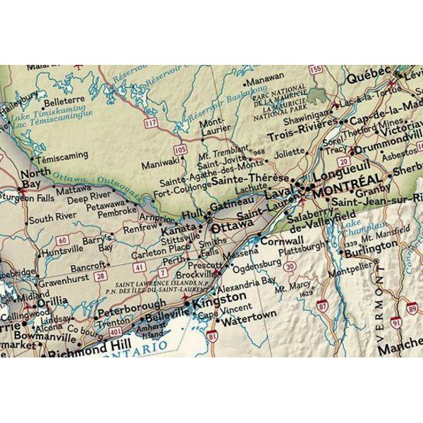 National Geographic - Carte antique du Canada, laminée
