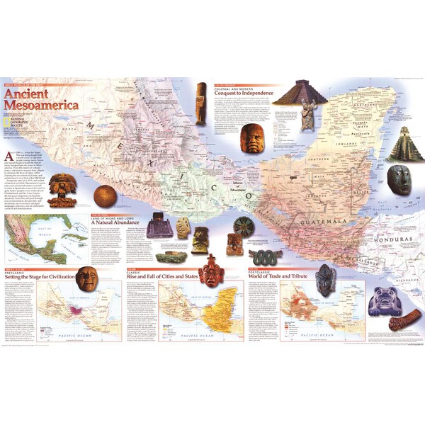 National Geographic Landkarte Mittelamerika der Inkas & Azteken - 2-seitig