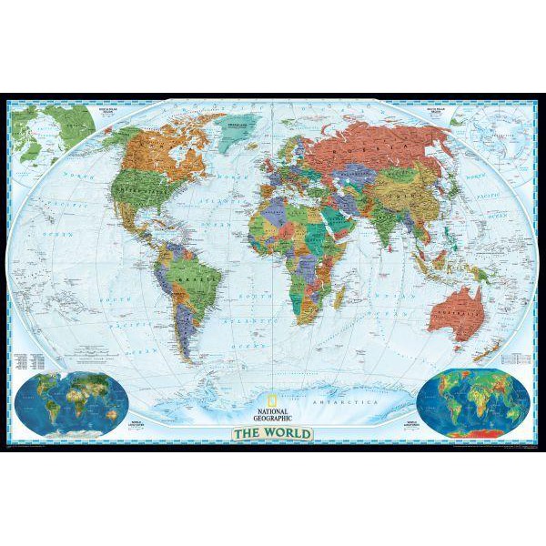 Mappemonde National Geographic Carte mondiale décorative