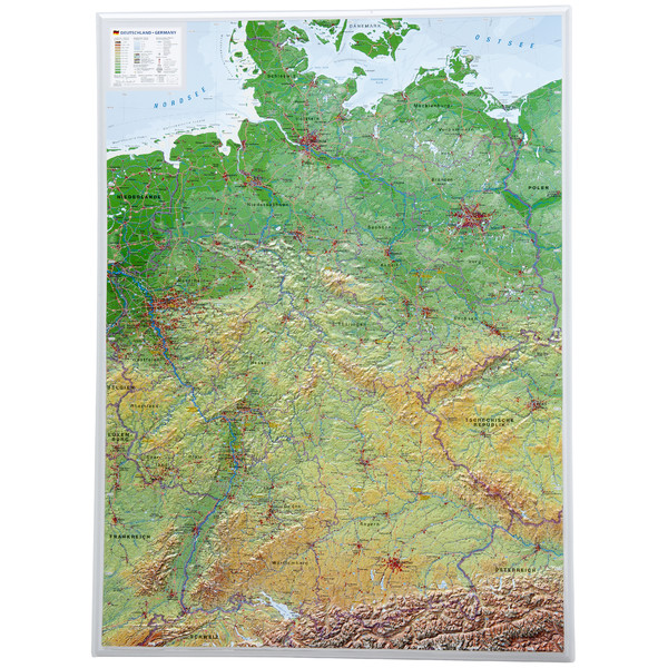 Georelief L'Allemagne grand format, carte géographique en relief 3D
