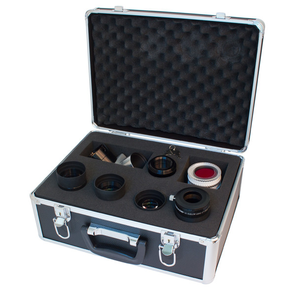 Meade Okularset Series 4000, 3 Okulare, Zenitspiegel, Barlow-Linse, Filter-Set mit Koffer 2"
