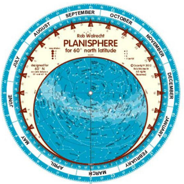 Rob Walrecht Sternkarte Planisphere 60°N 25cm