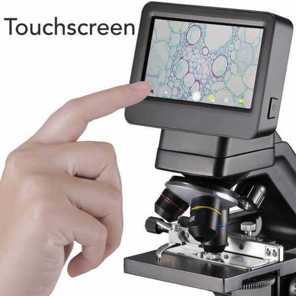 Microscope Bresser Biolux Touch, screen, 30x-1125x, AL/DL, LED, 5 MP, HDMI, Mikroskop für Schule und Hobby