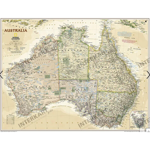 Carte des continents National Geographic Australien (77 x 69 cm)