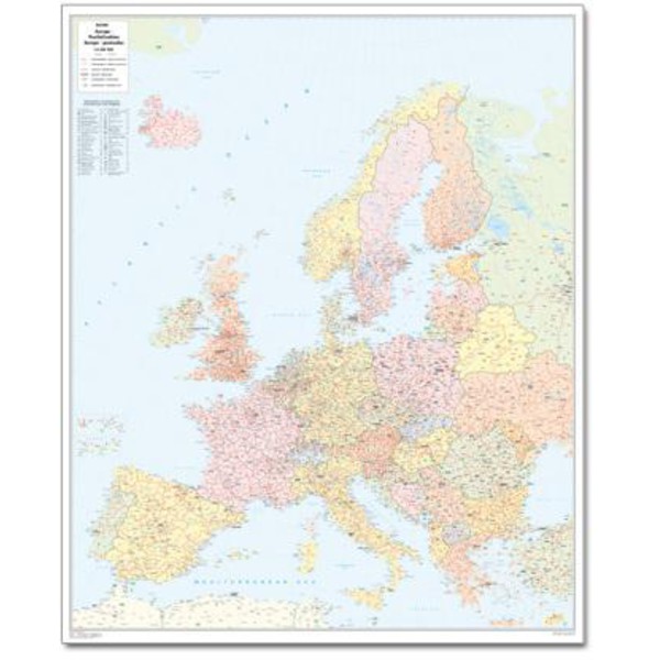 Bacher Verlag Kontinentkarte Postleitzahlenkarte Europa