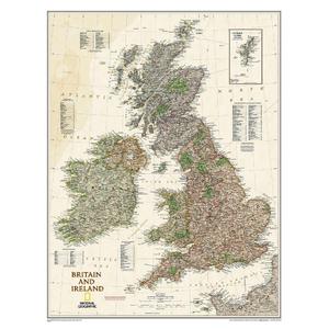 National Geographic Carte antique des Iles britanniques et de l'Irlande