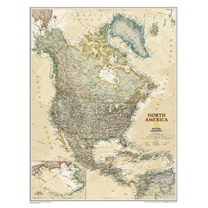 National Geographic Carte antique du Nord de l'Amérique