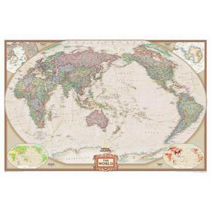 Mappemonde National Geographic Antiquité Pazifik-zentrierte carte mondiale de laminer