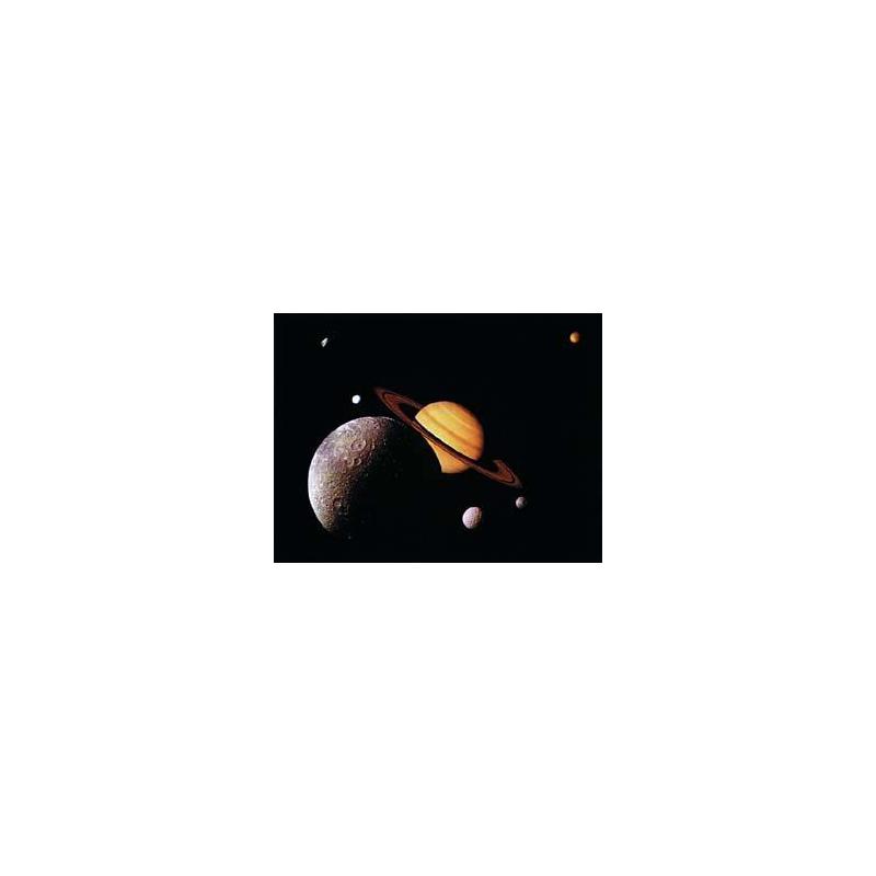Poster Saturn mit 6 Monden