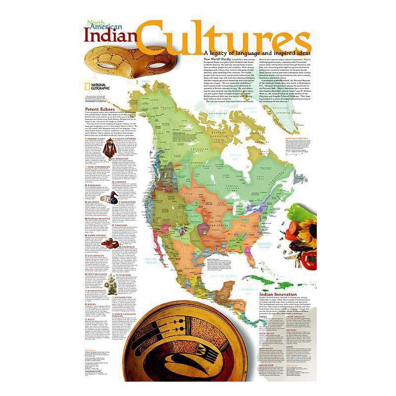 Carte des continents National Geographic Indian Cultures