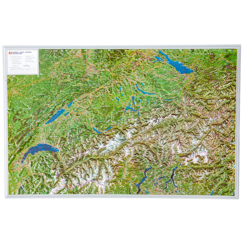 Carte géographique Georelief La Suisse vue aérienne
