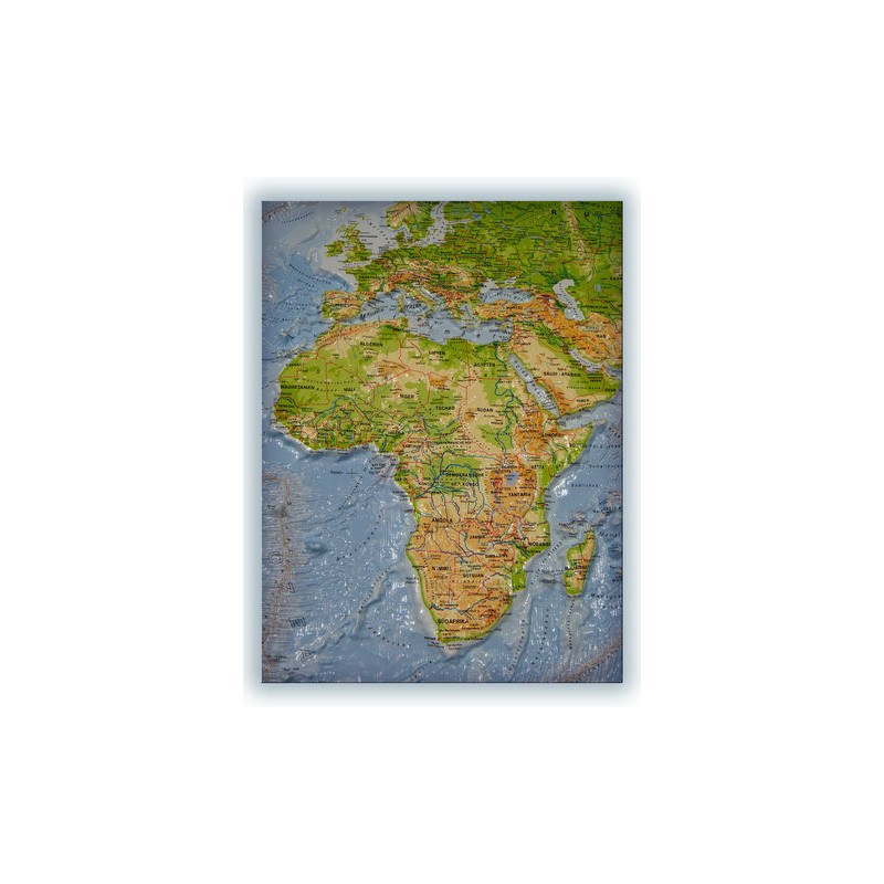 Mappemonde geo-institut Carte mondiale physique en relief Welt Silver line ANGLAIS