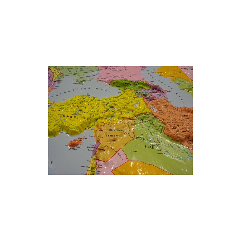 Mappemonde geo-institut Carte du Monde politique en relief Welt Silver line ANGLAIS