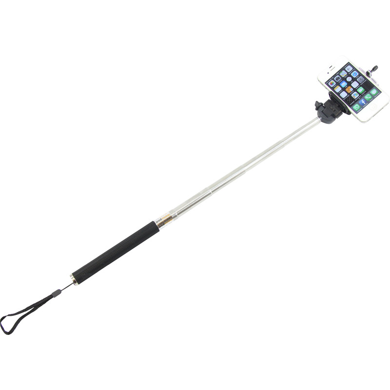 Aluminium-Einbeinstativ Selfie-Stick für Smartphones und kompakte Fotokameras, schwarz