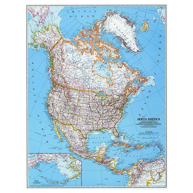 National Geographic Kontinentkarte Nord Amerika, politisch