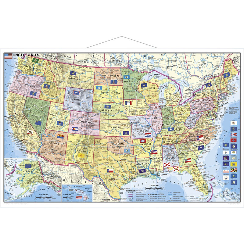 Carte géographique Stiefel USA politisch mit PLZ