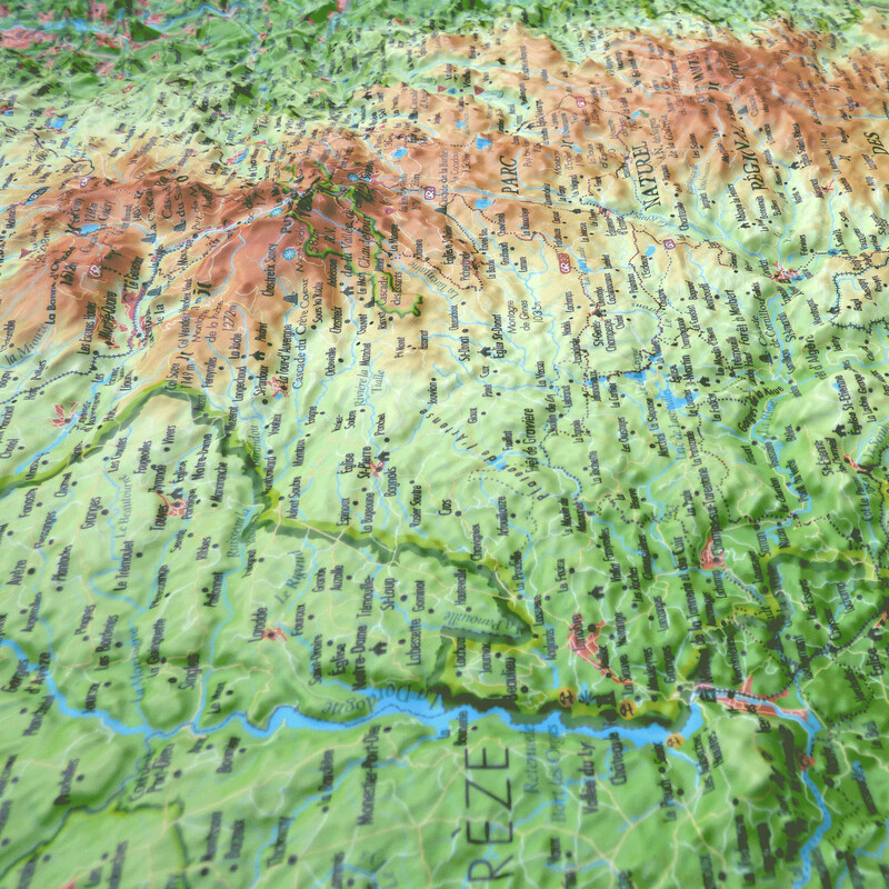 Carte régionale 3Dmap Le Parc Naturel Régional des Volcans d'Auvergne