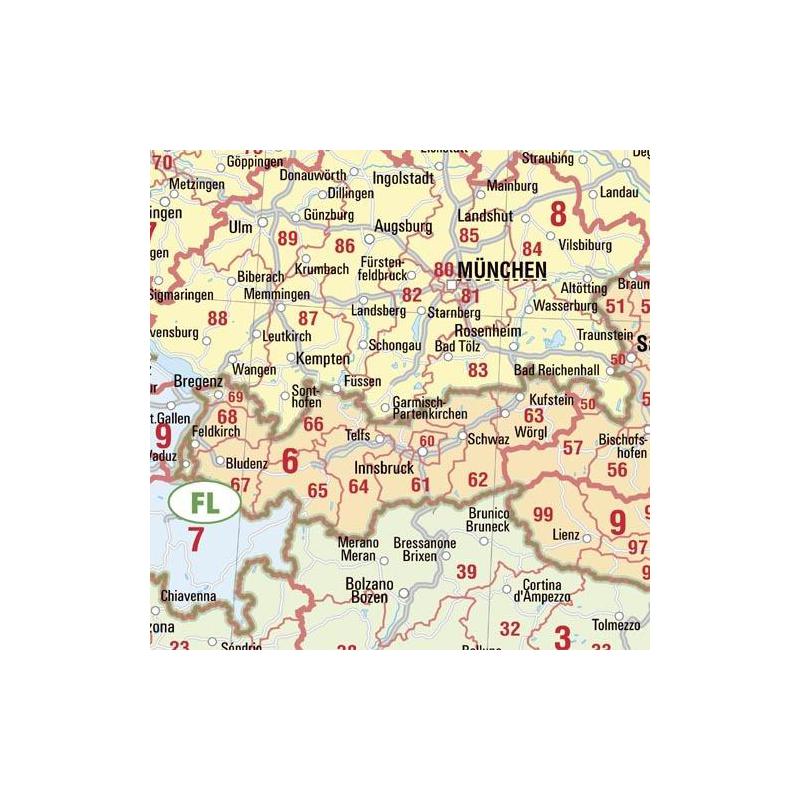 Bacher Verlag Kontinentkarte Postleitzahlenkarte Europa