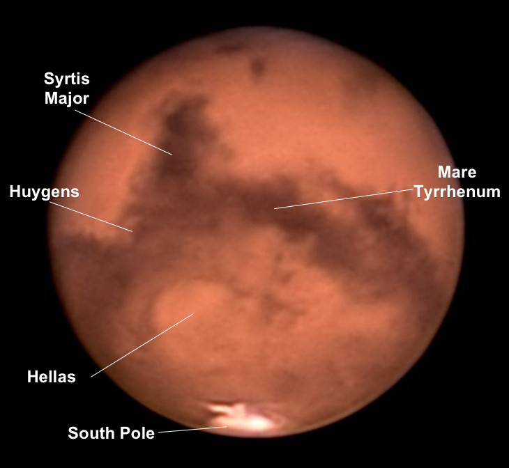 Mars avec annotations, photo B. Gährken.