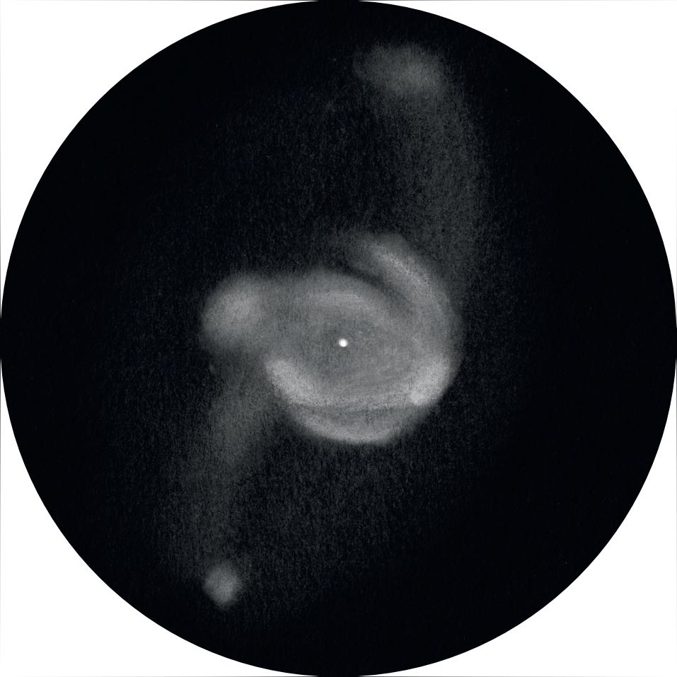 Zeichnung von NGC 6210 mit einem 66cm Newton-Teleskop bei 837-facher Vergrößerung. Uwe Glahn