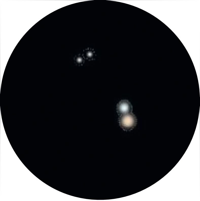 Zeichnung von ν Scorpii im Teleskop. D. Blane