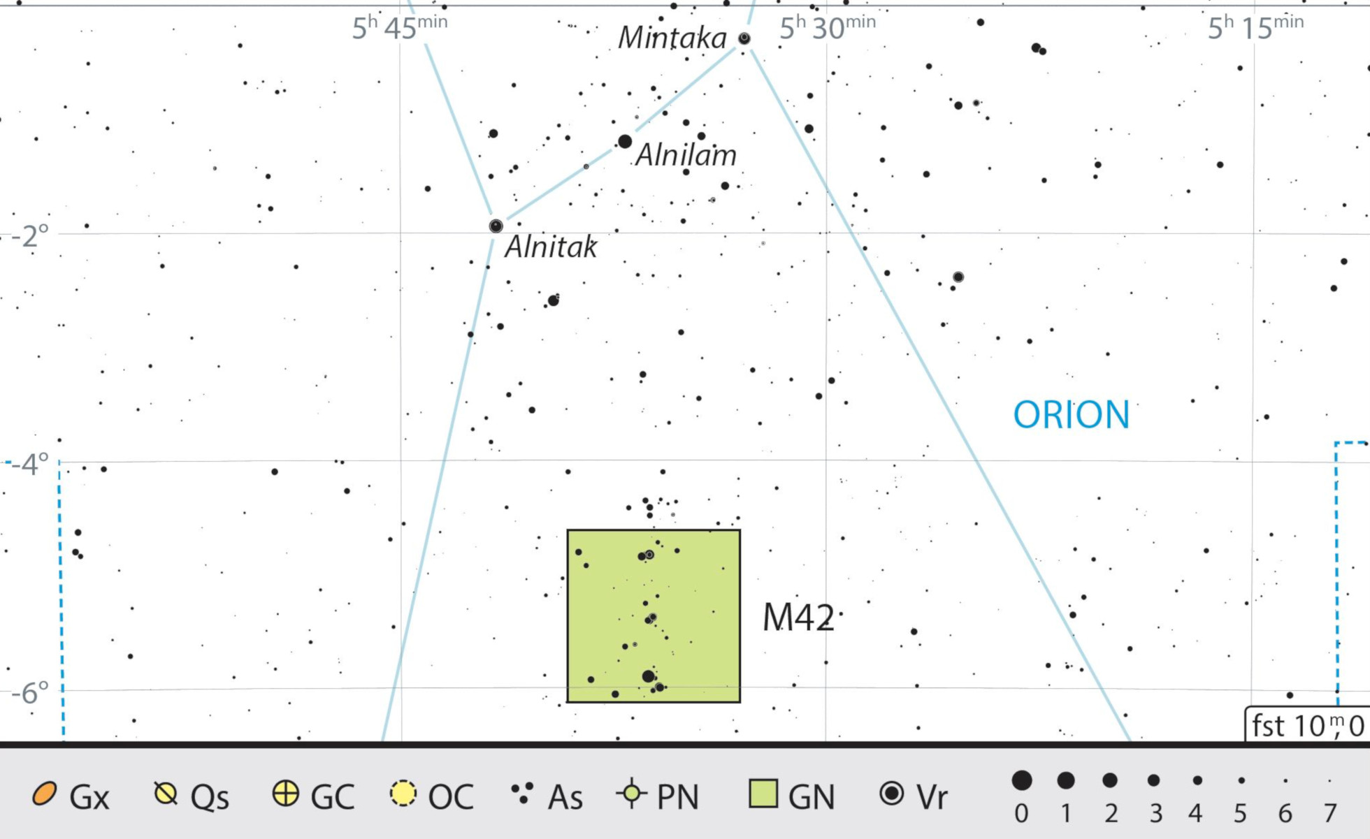 La nébuleuse d’Orion M 42 dans la constellation d’Orion. J. Scholten