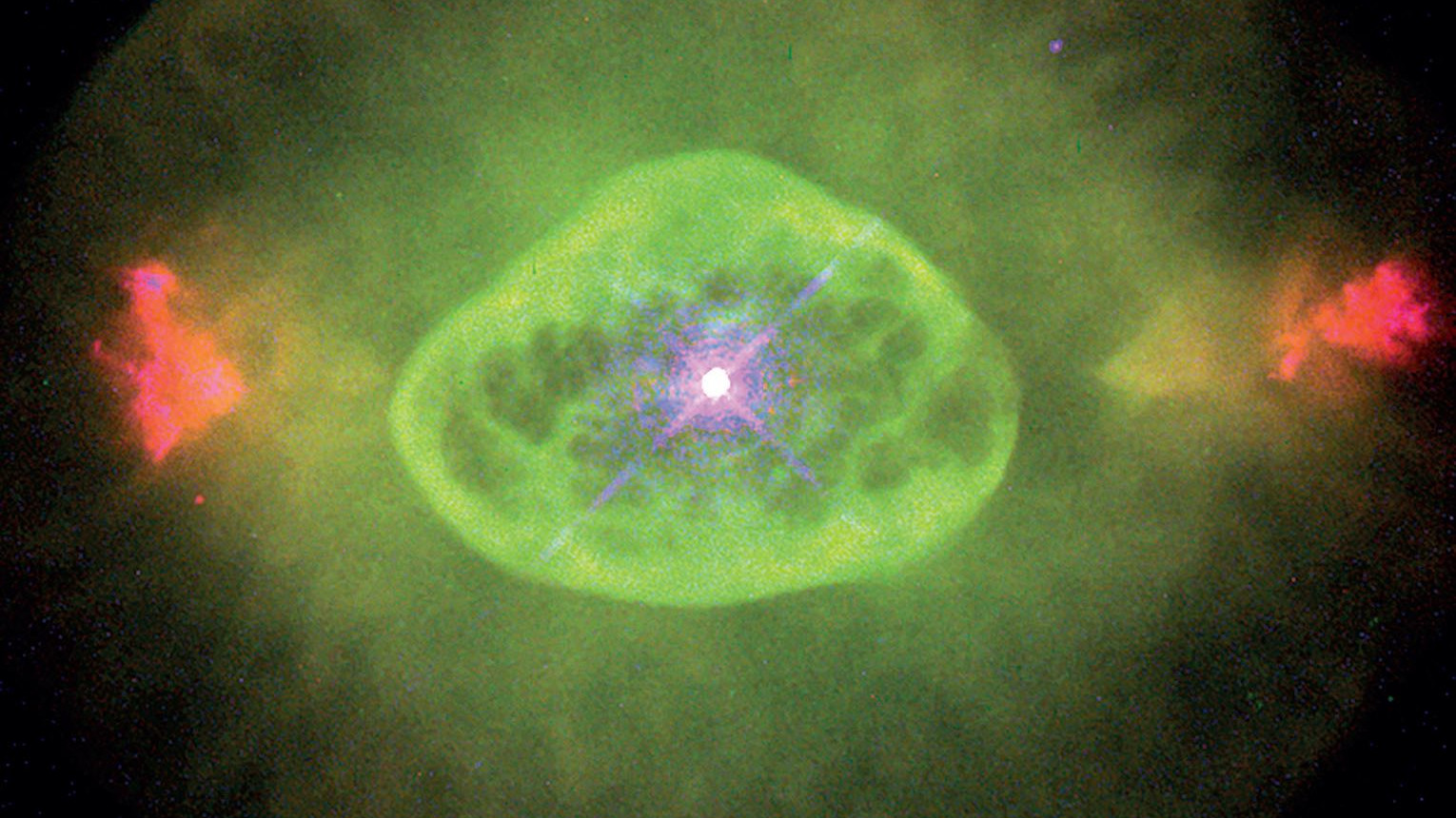 Der blinkende planetarische Nebel NGC 6826, wie Hubble ihn sieht. B. Balick (University of Washington), J. Alexander (University of Washington), A. Hajian (U.S. Naval Observatory), Y. Terzian (Cornell University). M. Perinotto (Universität Florenz), P. Patriarchi (Arcetri-Observatiorium) und NASA/ESA