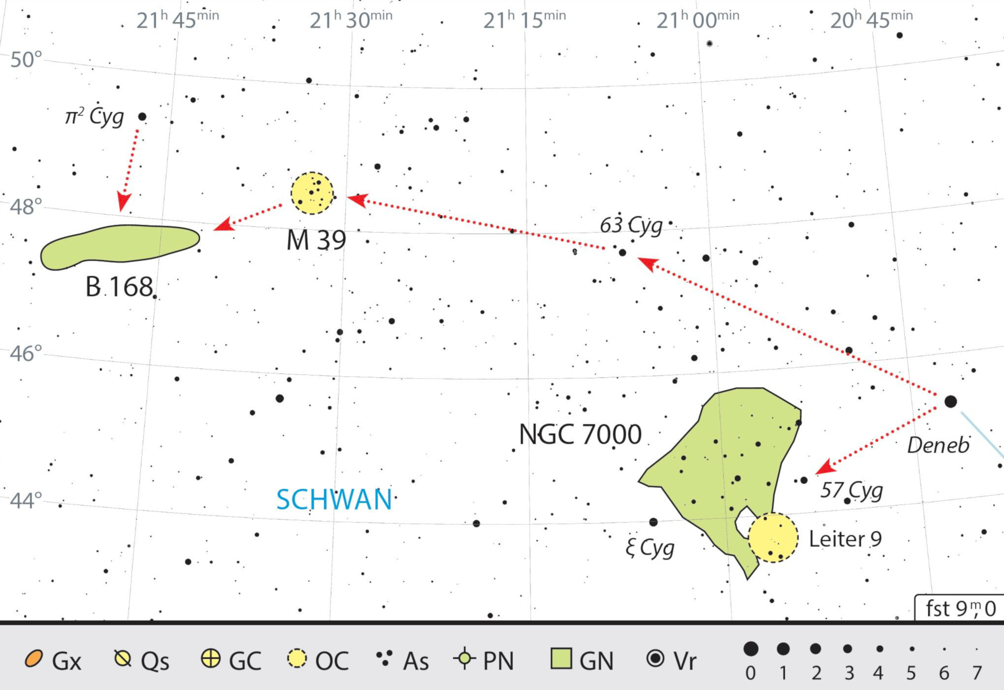 Deneb weist den Weg zu den Zielen dieser Fernglas-Wanderung. J. Scholten