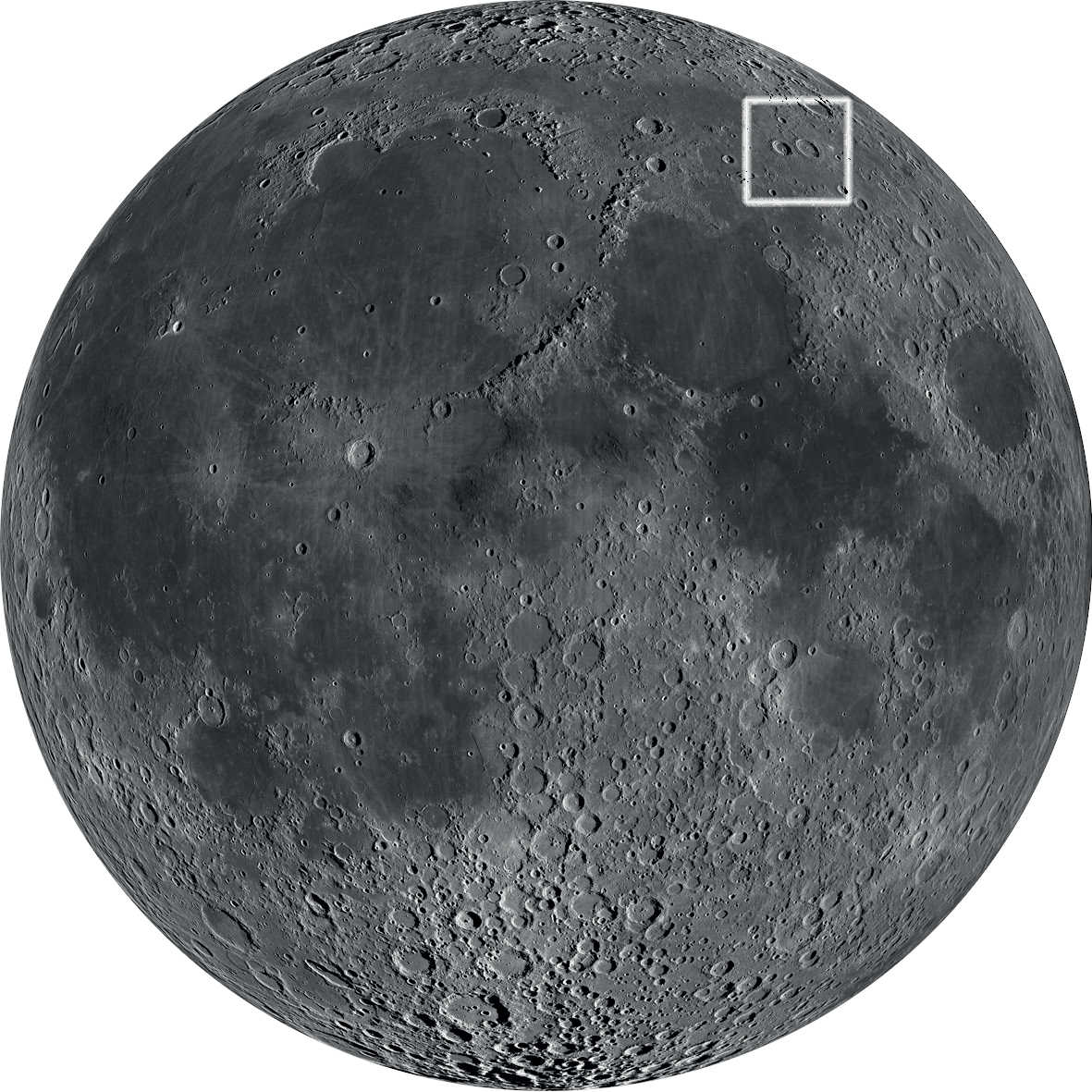 Das attraktive Kraterpaar befindet sich im nordöstlichen Mondquadranten. 
NASA/GSFC/Arizona State University