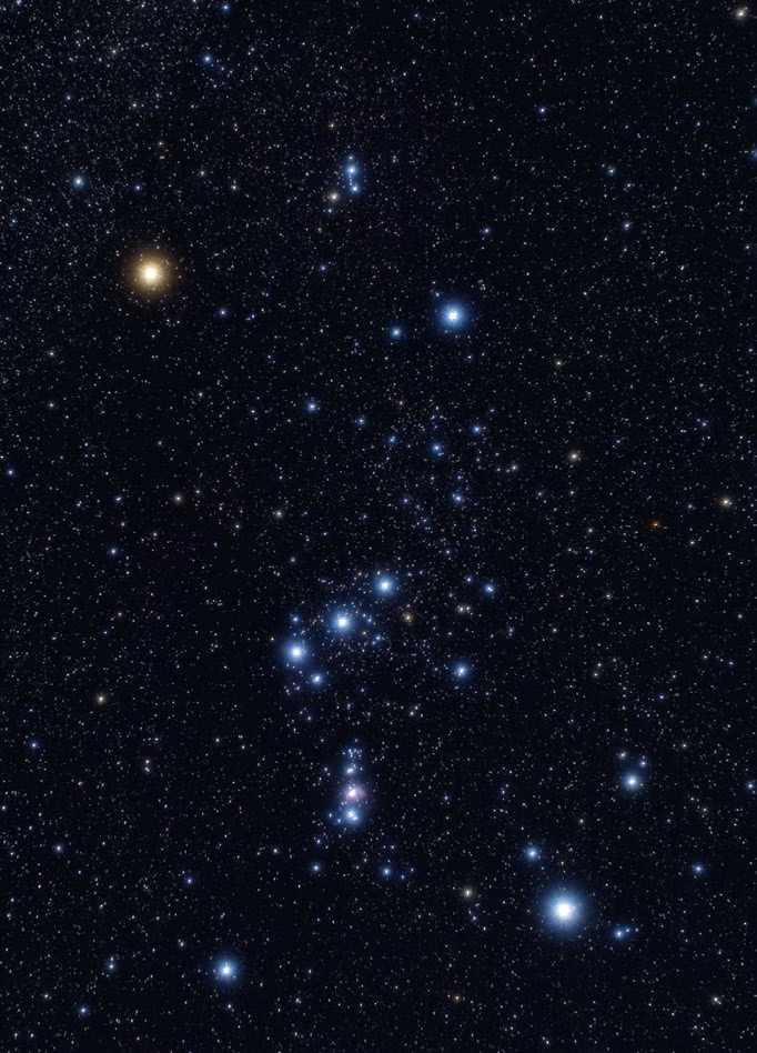 Das Sternbild Orion mit Beteigeuze
und Rigel. Peter Wienerroither / GSFC/Arizona State University