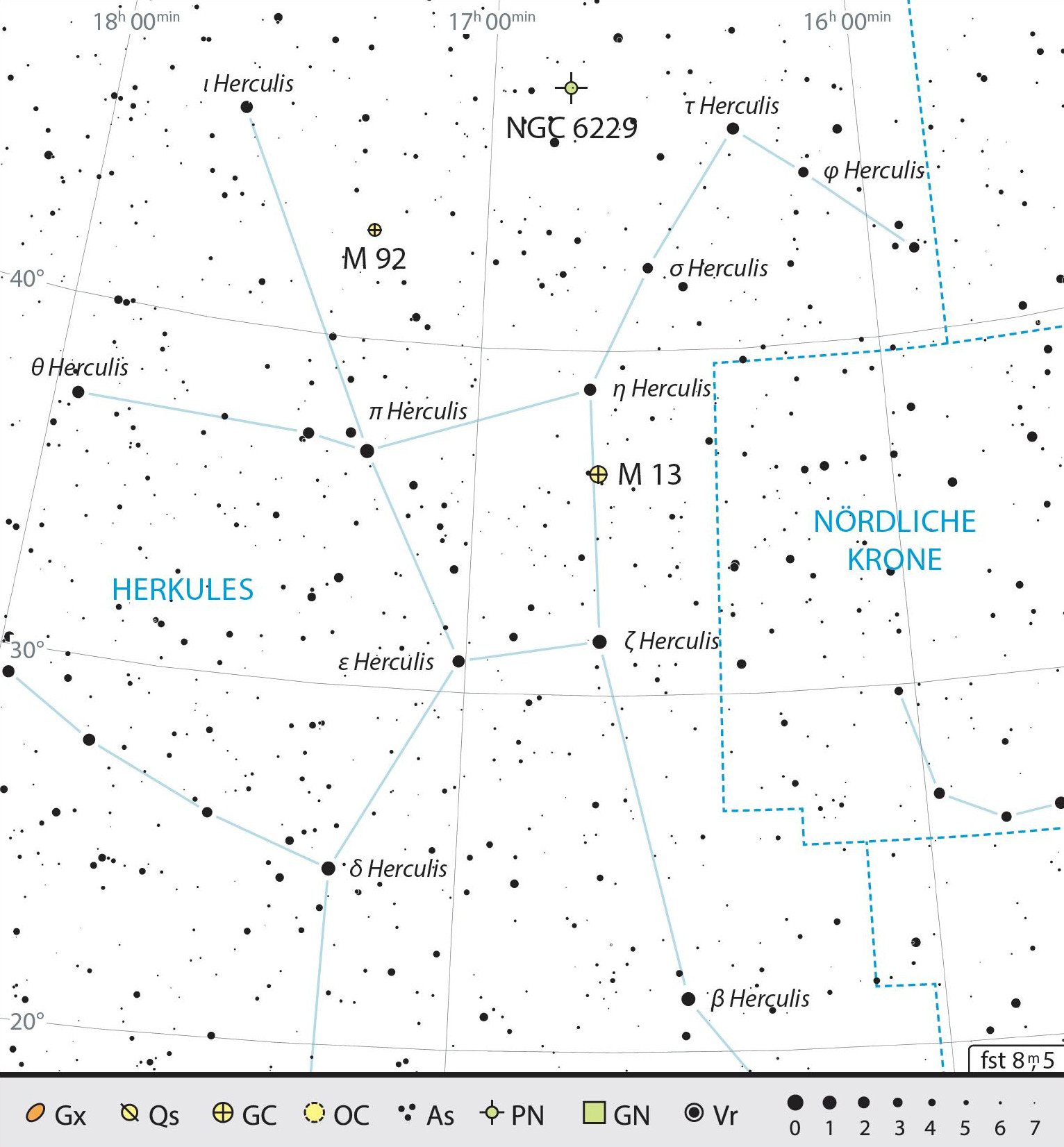 Carte générale de la constellation d’Hercule avec conseils pour son observation. J. Scholten
