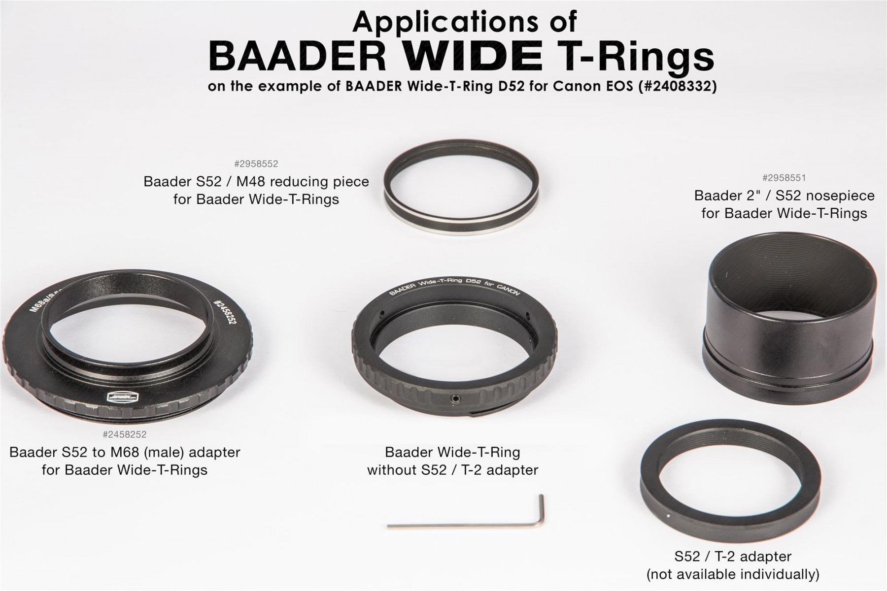 Wide-T-Ring mit 2 Zoll, M48- und M68-Adapter