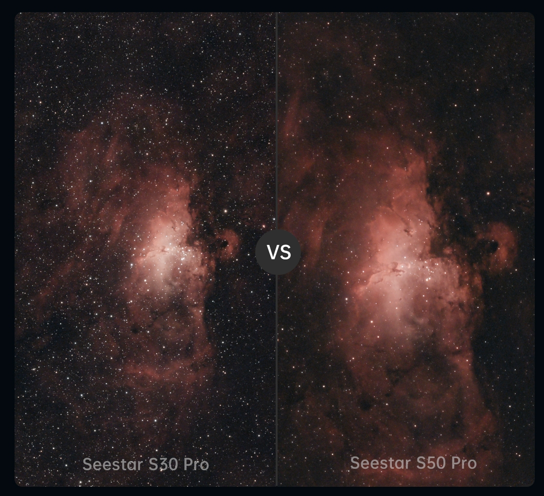 Die sogenannten Säulen der Schöpfung, links mit dem S30 Pro, rechts mit dem S50 Pro aufgenommen.