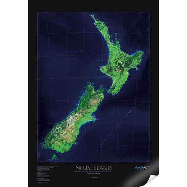 Carte géographique albedo 39 Nouvelle-Zélande