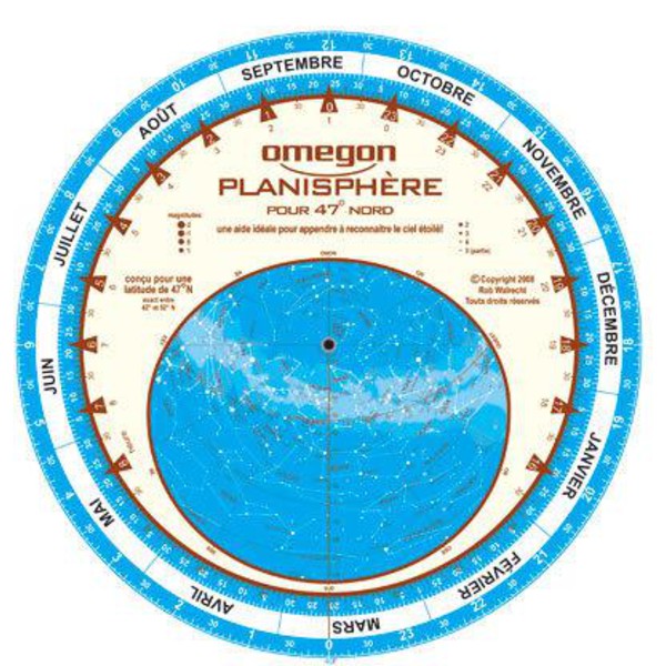 Omegon Sternkarte Planisphère du ciel 25cm / 47°