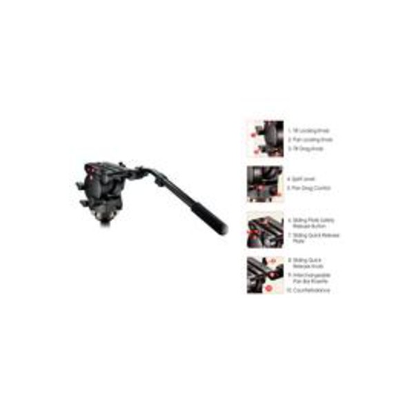 Manfrotto 526 Profi Fluid - Rotule vidéo avec demi-boule 100 mm et 357 PLV