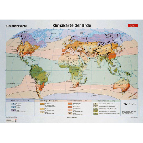 Klett-Perthes Verlag Landkarte Klima der Erde, stumm (ABW)
