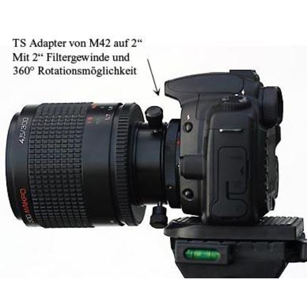 TS Optics Fixation tournante T2 femelle (côté télescope) et filetage SC mâle (côté appareil photo)