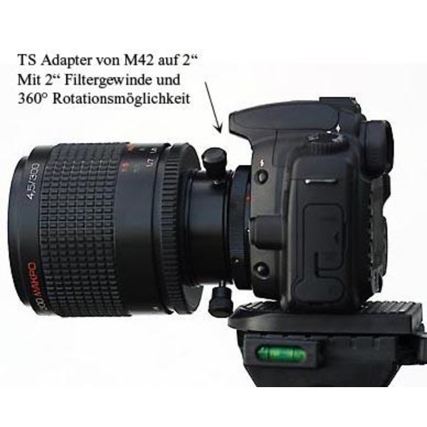 TS Optics Rotationssystem T2 (innen/fernrohrseitig) auf das SC Gewinde (außen/kameraseitig)