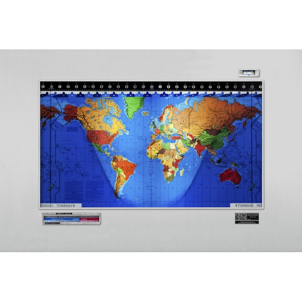 Geochron Original Kilburg in satin eloxierter Aluminiumausführung und silberfarbenen Zierleisten