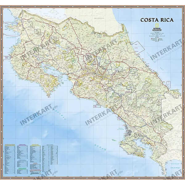 Carte géographique National Geographic Costa Rica (96 x 91 cm)