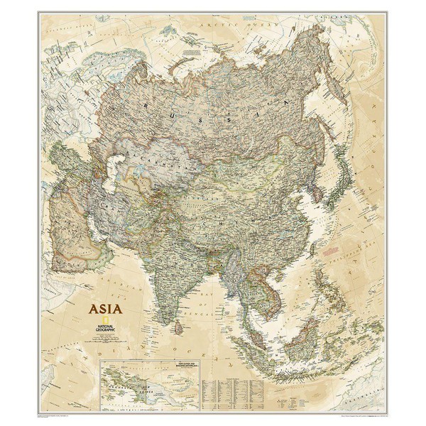 Carte des continents National Geographic Asie (96 x 86 cm)