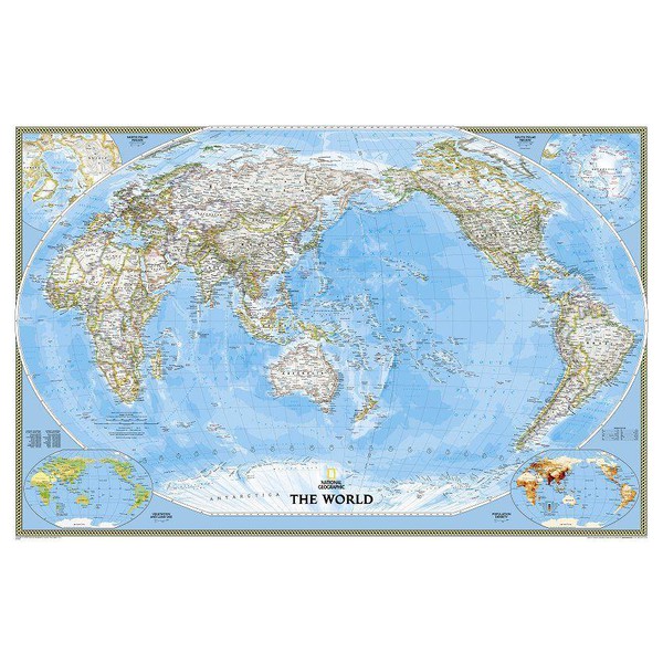 National Geographic Weltkarte pazifikzentriert (185 x 122 cm)