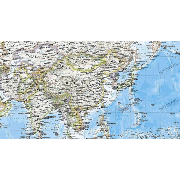 Mappemonde National Geographic pazifikzentriert (185 x 122 cm)