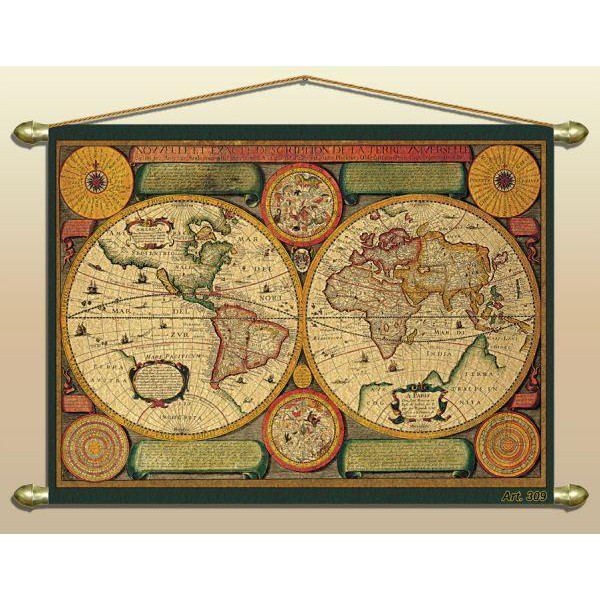 Zoffoli Weltkarte Antike Karte (Reproduktion) Nr. 309/2