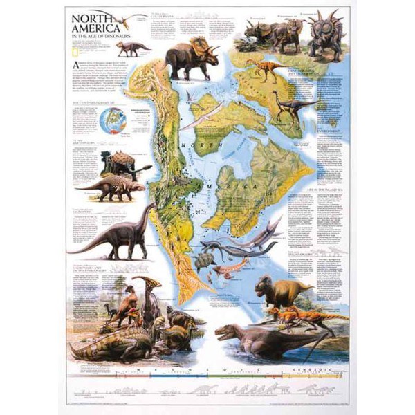 National Geographic Regional-Karte Dinosaurier Nord-Amerikas