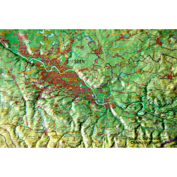 Georelief Regional-Karte Sachsen